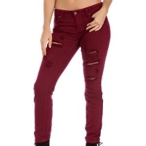 NEW Burgundy ripped jeans